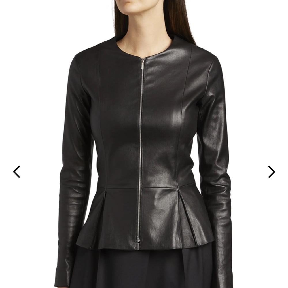 The Row anasta leather zip front jacket black size 12